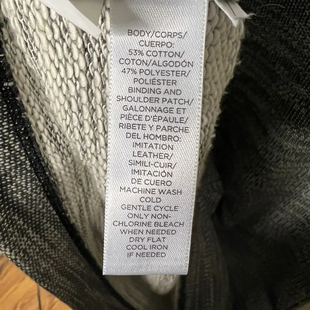 Loft‎ Gray Long Sleeve Faux Leather Shoulder Crew Neck Knit Shift Dress Sz Small - Picture 7 of 7